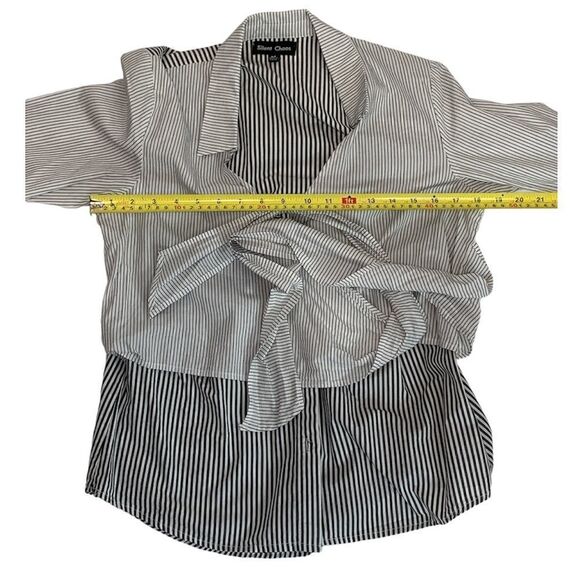 ANTHROPOLOGIE Silent Chaos Striped Wrap Tie Blouse - Picture 10 of 12